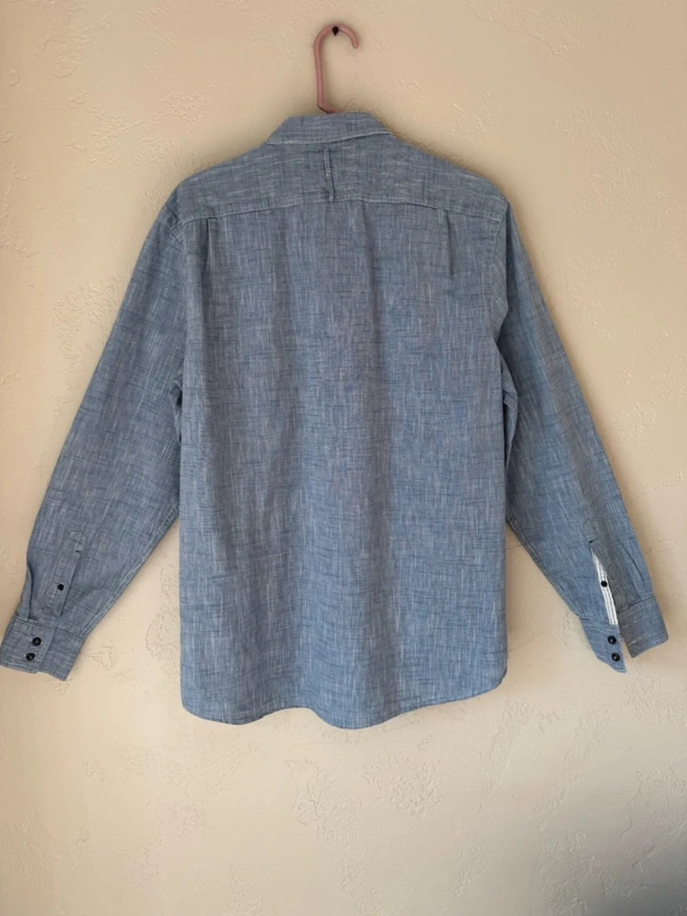 Banana Republic Light‎ Blue Striped Utility Shirt 16-16 1/2. 100% Cotton
